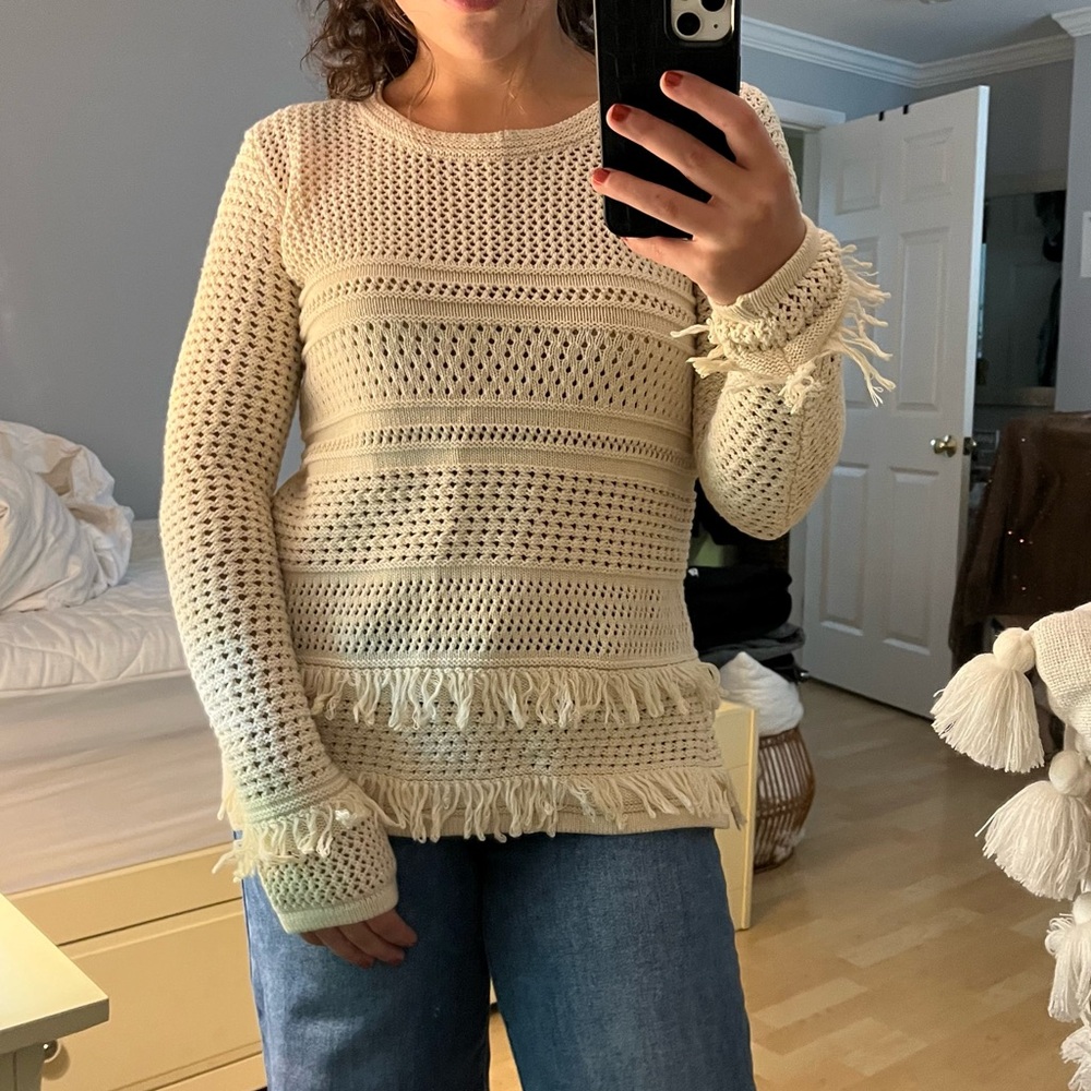 Chelsea & Theodore Cream Fringe Sweater
